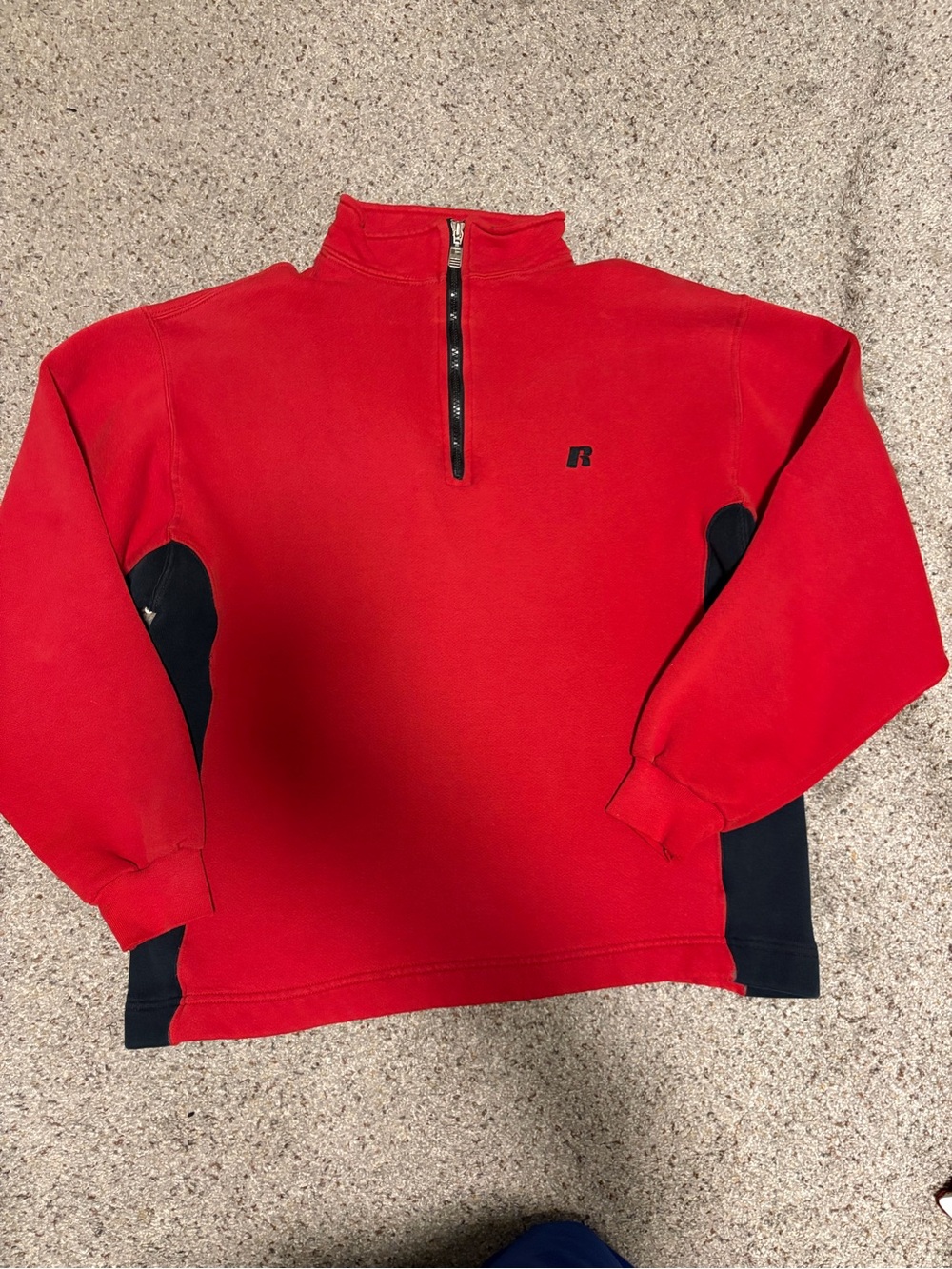 Vintage Russell Athletic Red Quarter-Zip Pullover Sweater